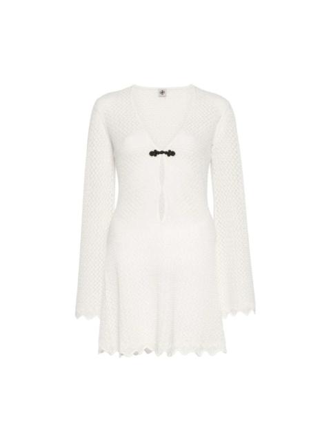 WHITE COTTON V-NECK DRESS