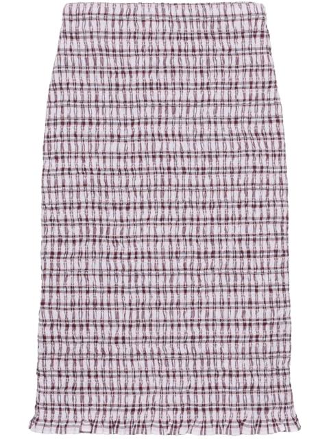 Prada Checked Cotton Midi Skirt