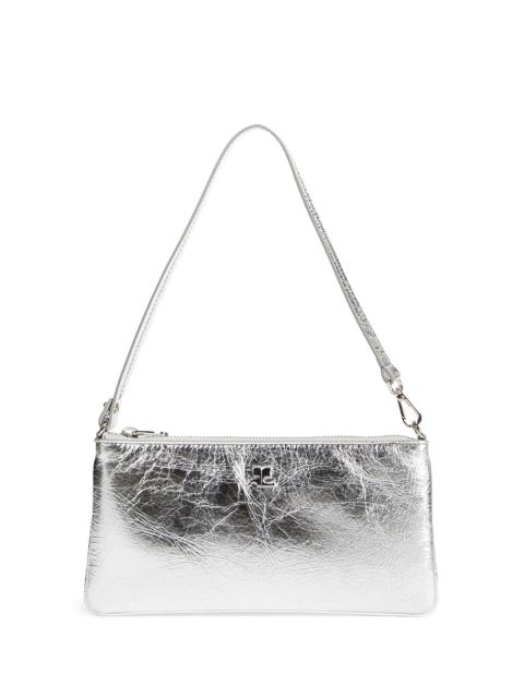 courrèges Zipped Silver Leather Pouch