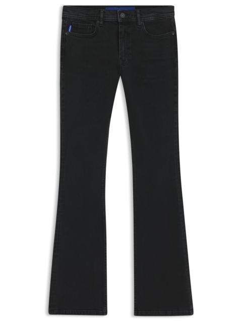 HUGO FLARED JEANS IN BLACK COMFORT-STRETCH DENIM