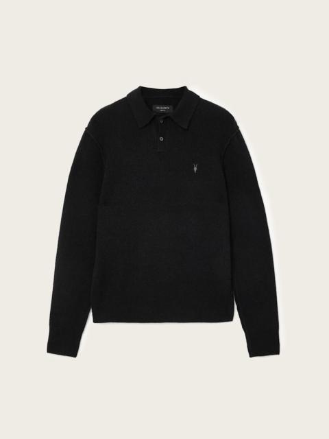 ALLSAINTS STATTEN LONG SLEEVE RAMSKULL POLO SWEATER