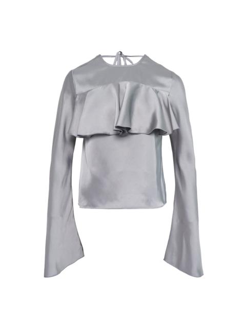 GANNI Double Viscose Satin Long Sleevs Top