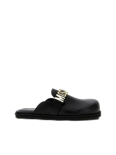 Moschino logo-plaque leather mules