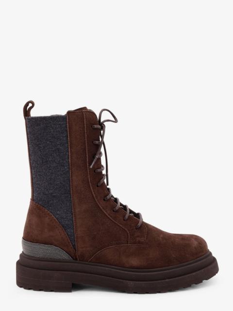 Brunello Cucinelli Brunello Cucinelli Women Suede Boots With Virgin Wool Knit Insert And Precious Detail