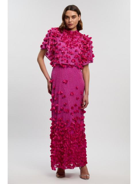 KAREN MILLEN Crystal Applique Angel Sleeve Woven Maxi Dress