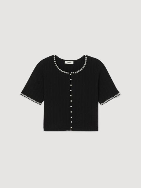 Sandro CROPPED BEADED CARDIGAN