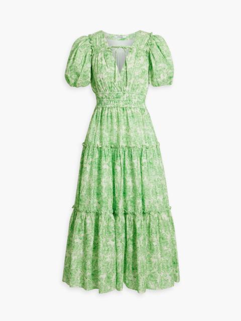 DEREK LAM 10 CROSBY Philippa tiered printed cotton-jacquard midi dress