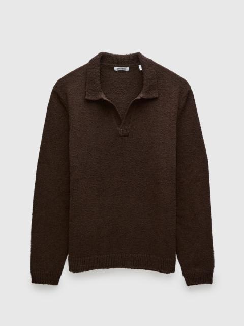 3sixteen Long Sleeve Knit Polo is Bark Boucle