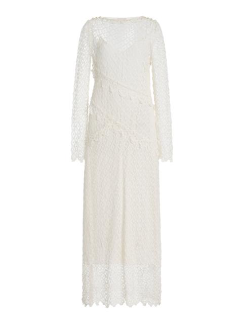 Isabel Marant Lisia Cotton Lace Maxi Dress ivory
