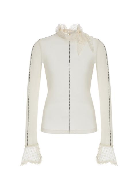 Isabel Marant Sarah Embroidered Mesh Top ivory