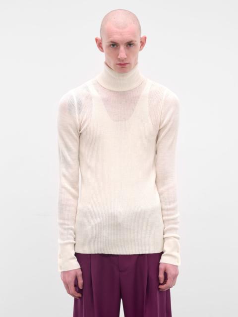 EGONLAB White Rib-Knit Turleneck Sweater
