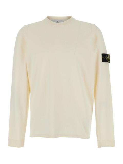 Stone Island Stone Island Men White Sweater With Round Neck And Long Sleeves In Cotton For Men
