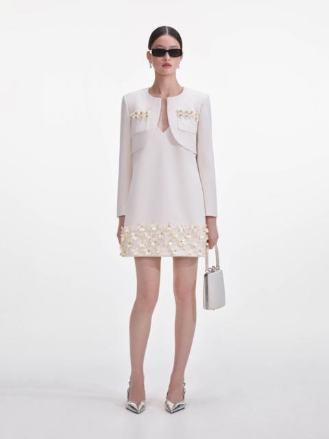 self-portrait Cream Crepe 3D Sequin Jacket