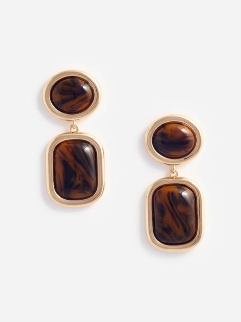 self-portrait Brown Enamel Gold Tiered Earrings