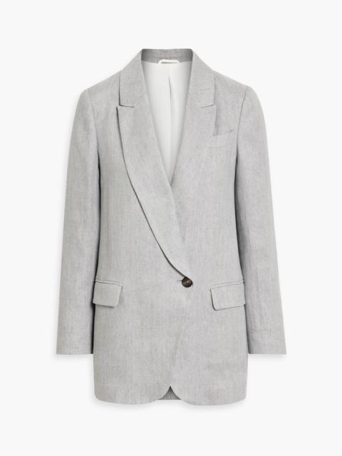 Brunello Cucinelli Metallic herringbone linen-blend blazer