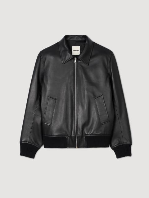 Sandro PLAIN LEATHER JACKET