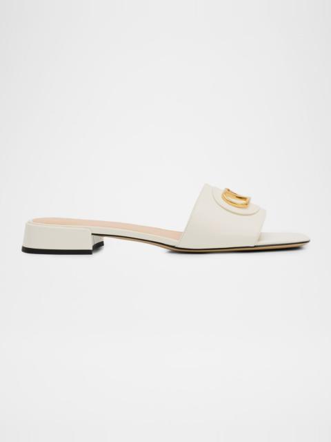 Valentino 20mm VLogo Leather Medallion Mule Sandals