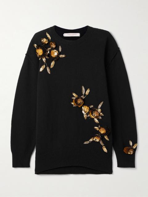 CAROLINA HERRERA Embellished Wool And Cashmere-blend Sweater
