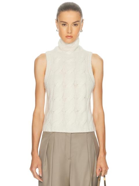 SABLYN Salvia Sleeveless Cable Turtleneck Sweater