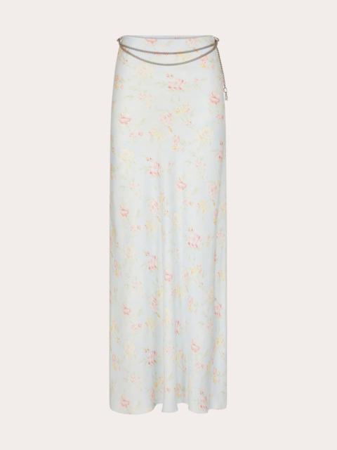 rabanne Floral Satin Chain Midi Slip Skirt