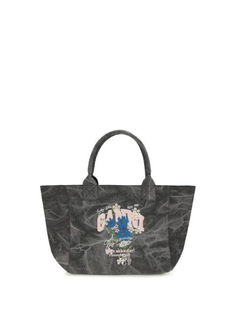 GANNI Ganni Medium Trapeze Flower-print Bag Phantom
