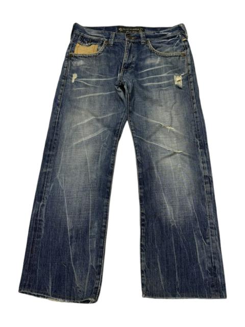 Other Designers Archival Clothing - 🔥BAGGY JEANS BACK NUMBER DISTRESS DENIM JEANS