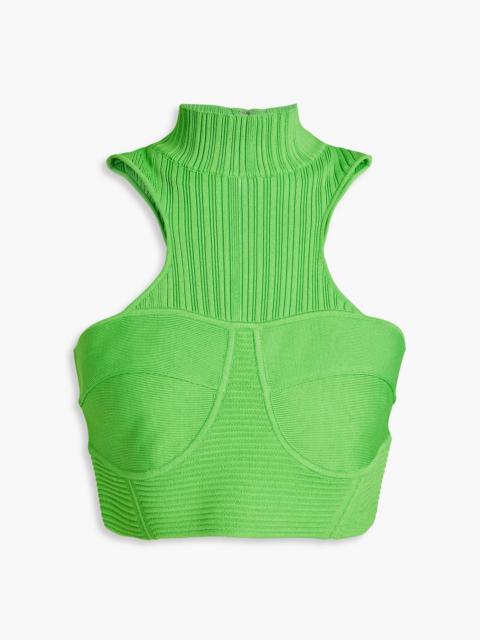 Other Designers Cropped ribbed-knit and bandage top