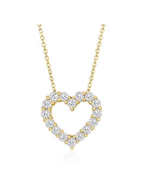 Other Designers Brilliant Diamond 1 Carat Lab Grown Heart Pendant Necklace in 14K Yellow Gold, 16" + 2" Extender, Gi
