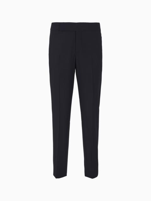 GIORGIO ARMANI Wool crêpe flat-front trousers