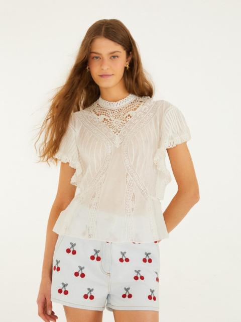 FARM RIO Off-White Organic Cotton Blouse With Appliqués