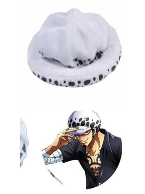 Other Designers Anime Trafalgar Law Hat Cosplay Costumes Unisex White Spot Plush Cap Baseball Cap Collection