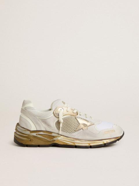 Golden Goose Women's Dad-Star in mesh and white suede with gold foiled star