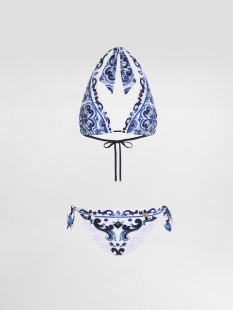 Dolce & Gabbana Majolica-print triangle bikini