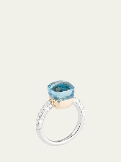 Pomellato Nudo Deep Blue Petite 18k Gold Sky Blue Topaz Agate and Diamond Ring