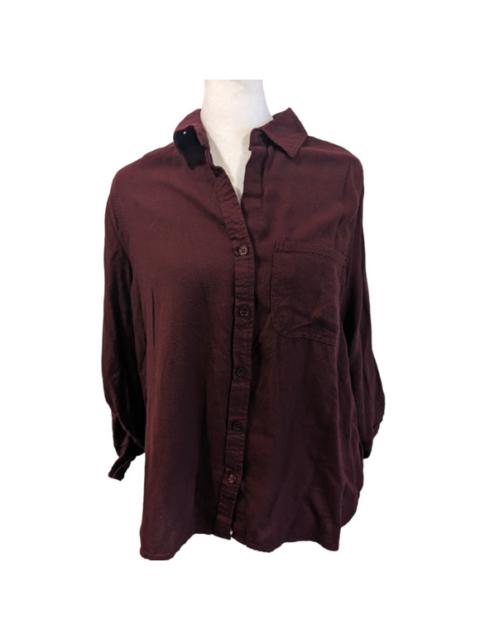 Other Designers Velvet Heart Cashmere Rayon Burgundy Button Up Medium