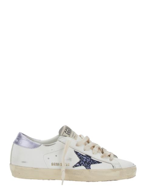 Golden Goose Golden Goose Women 'Superstar' White Low Top Sneakers With Glittered Star Patch And Laminated Heel W