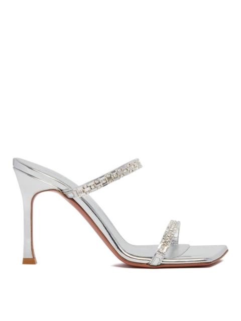 Amina Muaddi Silver Rih Slipper Sandals