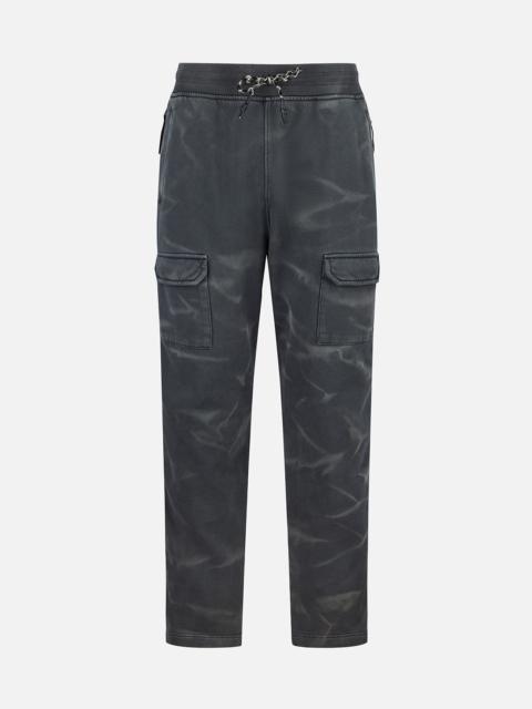 EVISU Garment Dyed Logo Print Side Zip Relax Fit Sweatpants