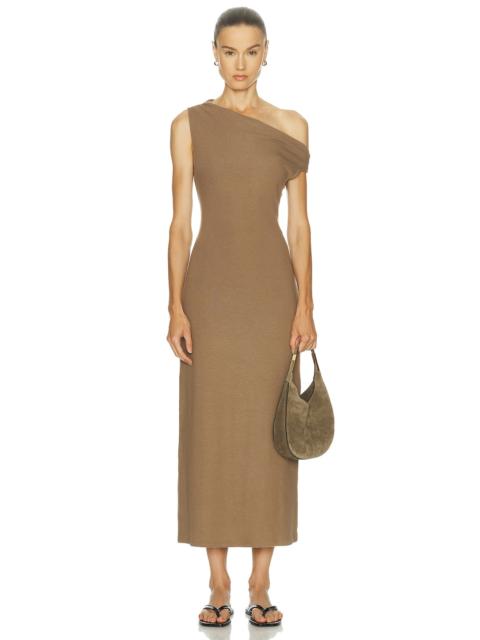 LESET Lauren Ruched Asymmetrical Shoulder Dress