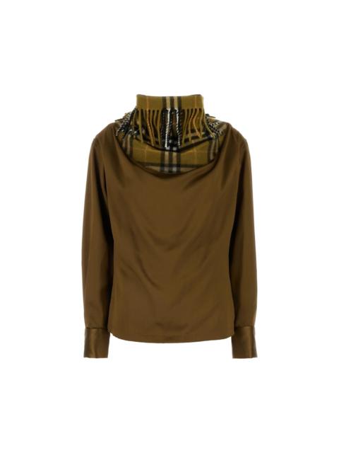 Burberry BURBERRY Biscuit Satin Blouse New And Authentic (Women's siz