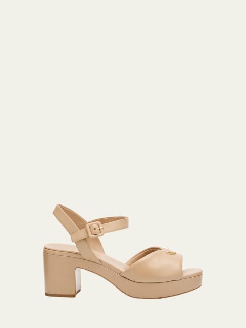 Prada Soft Nappa Ankle Strap Platform Sandals