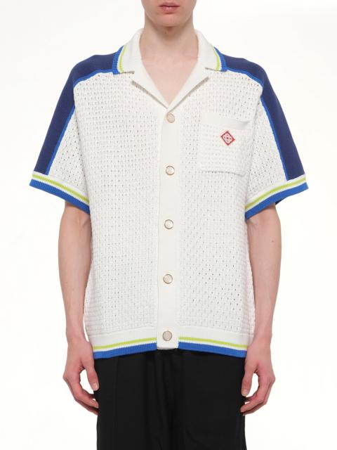 CASABLANCA Crochet Shirt in Navy/White
