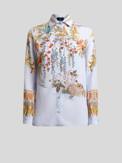 Etro SILK SHIRT WITH PLACED FLORA AND FAUNA PRINT