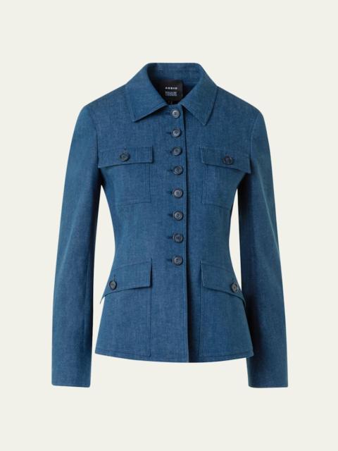 AKRIS Delia Stretch Denim Jacket