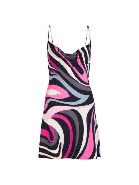 Pucci Abito Wave-printed Satin-jersey Mini Dress