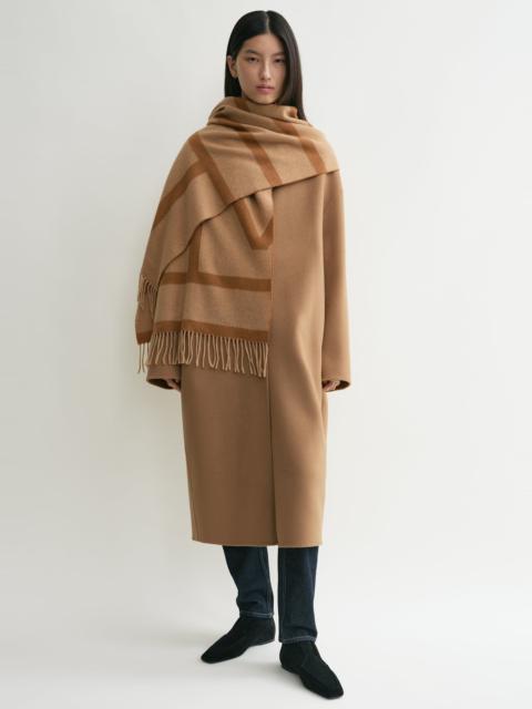 TOTEME Monogram jacquard wool scarf camel