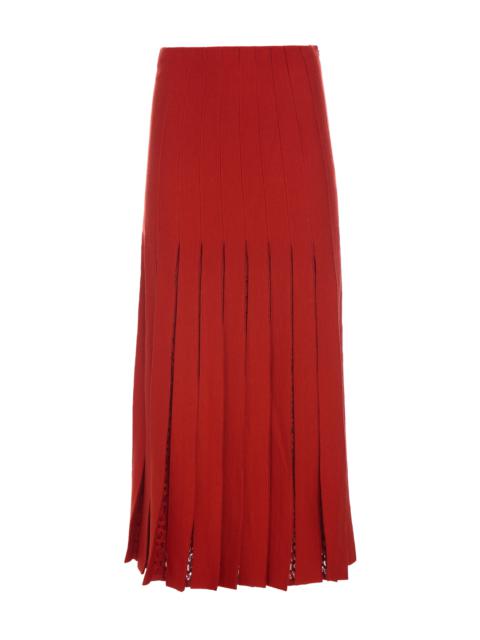 GABRIELA HEARST Debutante Knit Pleated Maxi Skirt in Antelope Orange Merino Wool
