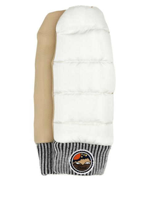 Chloé Two-tone nylon and leather gloves