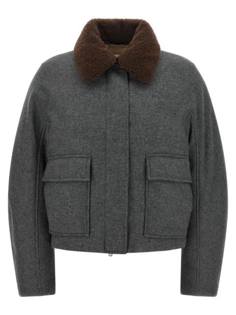 Brunello Cucinelli Brunello Cucinelli Women Shearling Collar Cropped Jacket