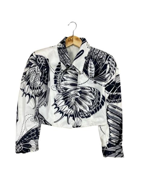 FERRAGAMO Salvatore Ferragamo Monocrome Printed Rayon Cropped Jacket